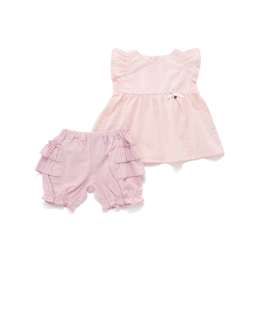 肩フリルワンピース＋ブルマ付きセットアップベビー(70~80cm)