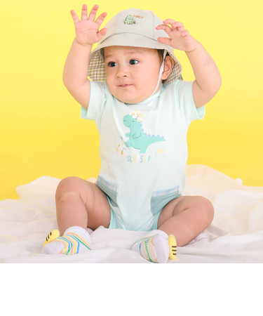 【ボックス付き】メロウ花柄＆恐竜ロンパース＋スタイセットベビー(70~80cm)