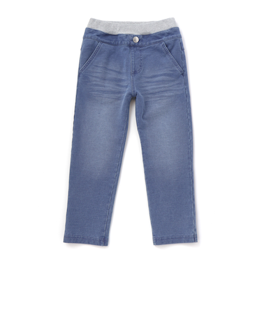 恐竜くるまキーチェーン刺しゅうデニムニットパンツ(80~130cm)