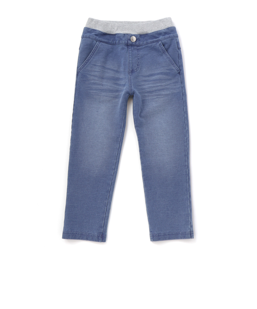 恐竜くるまキーチェーン刺しゅうデニムニットパンツ(80~130cm)