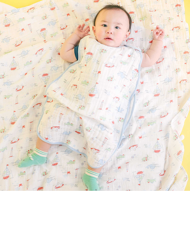 【お揃い】モチーフ総柄ガーゼスリーパーベビー