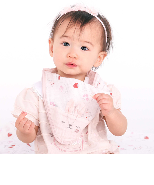 【お揃い】モチーフ総柄ガーゼハンカチスタイベビー