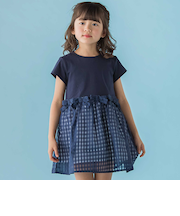 【店舗限定】天竺Tシャツ+ギンガムチェックドッキングワンピース(95~150cm)