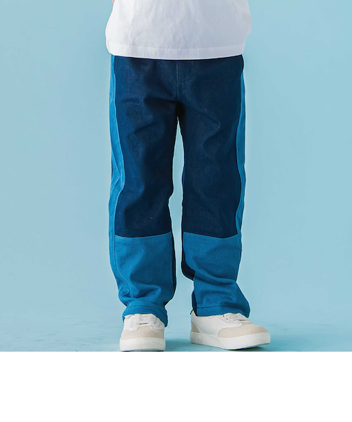 【店舗限定】配色切り替えストレッチデニムパンツ(95~150cm)