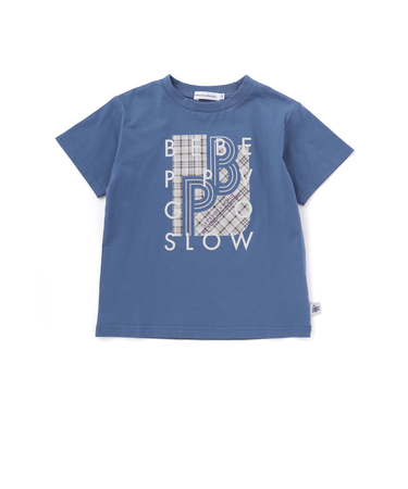 【店舗限定】天竺チェックロゴプリント半袖Tシャツ(95～150cm)