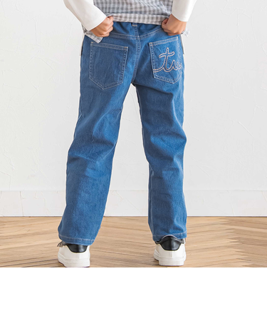 ジョグデニムステッチロゴストレッチロングパンツ(90~160cm)