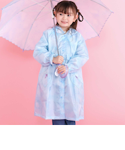 【お揃い】ハートキラキラプリント総柄レース手提げ袋付きレインコート(95~135cm)