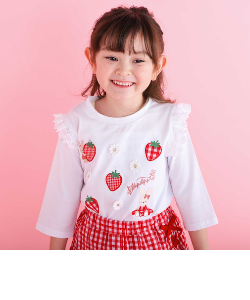 肩フリル7分丈天竺Ｔシャツ(80~130cm)