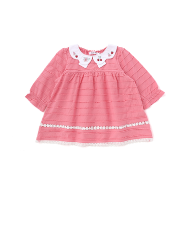 スカラップ襟フレア7分丈レーシー天竺Ｔシャツ(80~130cm)