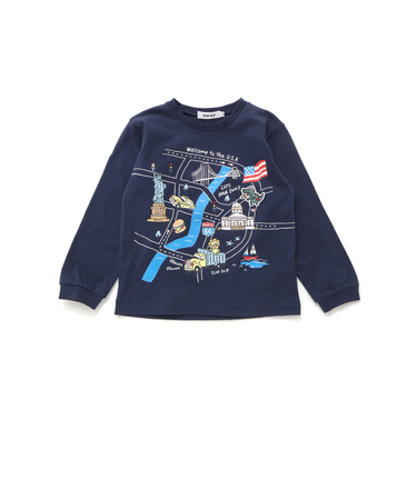 ロードマッププリント天竺長袖Tシャツ(80~130cm)