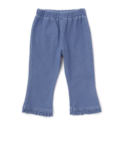 裾フリル7分丈デニムニットチェックレギンス(80~120cm)