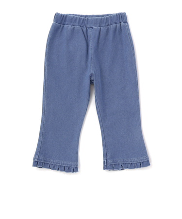 裾フリル7分丈デニムニットチェックレギンス(80~120cm)