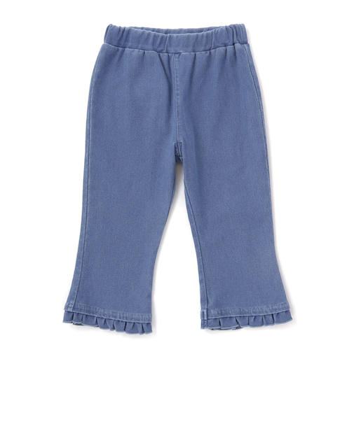 裾フリル7分丈デニムニットチェックレギンス(80~120cm)