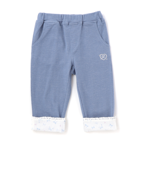 裾折り返しレース7分丈ツイルパンツ(80~120cm)