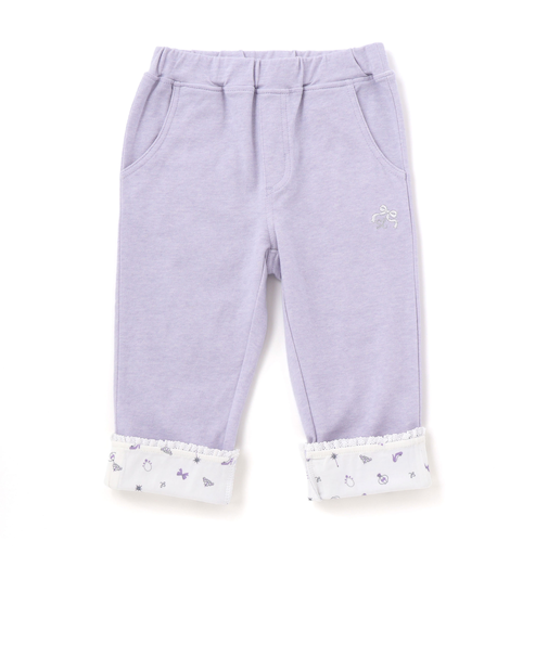 裾折り返しレース7分丈ツイルパンツ(80~120cm)