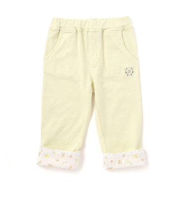 裾折り返しレース7分丈ツイルパンツ(80~120cm)