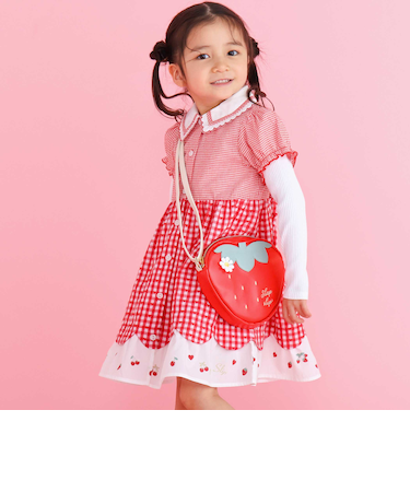 【お揃い】ティアード襟付きチェック柄ワンピース(80~130cm)