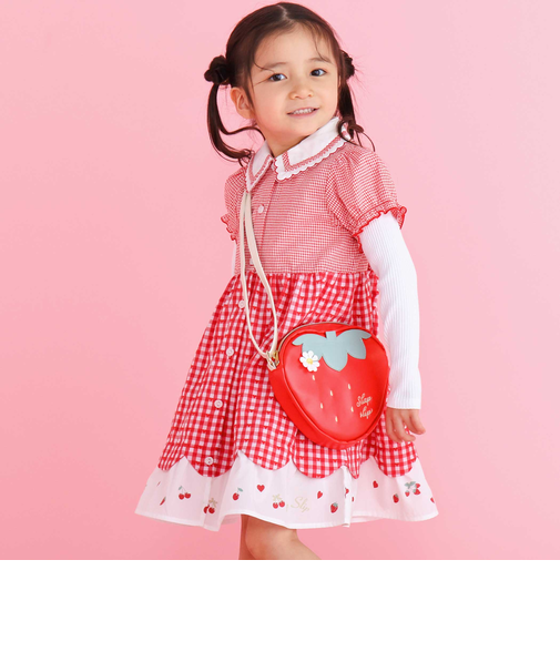 【お揃い】ティアード襟付きチェック柄ワンピース(80~130cm)