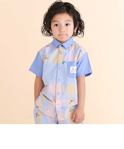 チェックストライプシャンブレー切り替えシャツ(80~130cm)