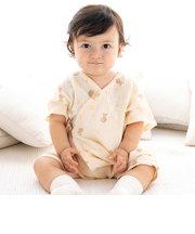 【お揃い】ガーゼアニマルプリントカシュクールスーツ(70~90cm)