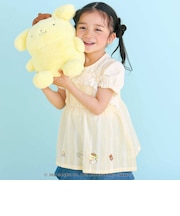 【シナモロール/ポムポムプリン×SLAPSLIP】パフスリーブプリントTシャツ+チェックフレアビスチェ2点セット(90~130cm)