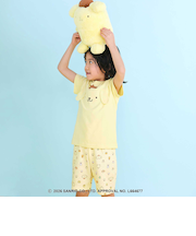 【シナモロール/ポムポムプリン×SLAPSLIP】耳付きモチーフ半袖パジャマ(90~130cm)