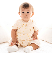 【お揃い】ガーゼアニマルプリントカバー半袖オール(70~80cm)