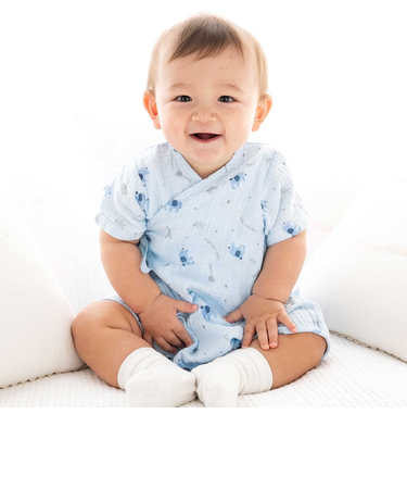 【お揃い】ガーゼアニマルプリントカバー半袖オール(70~80cm)