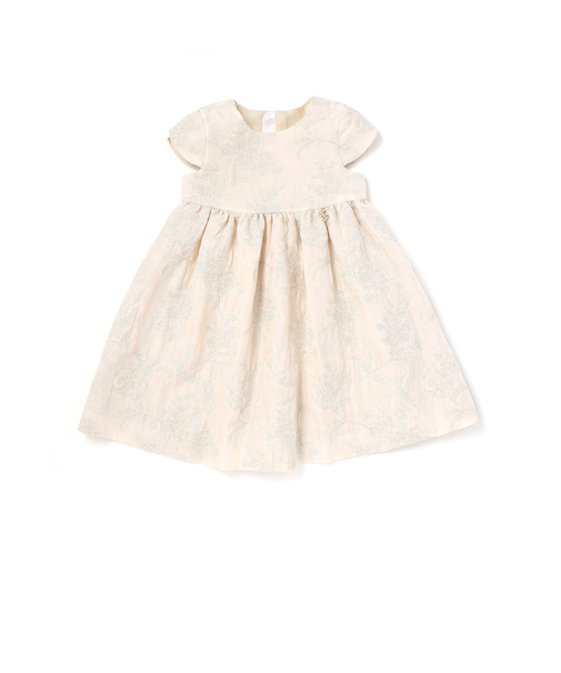 【日本製】ゴールドラメジャガード シャインフラワーワンピース(100~130cm)