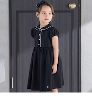 パイピングブロード襟付きワンピース(100~140cm)