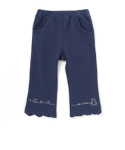 裾スカラップハートウサギ・イヌ・クマ刺しゅう7分丈パンツ(80~120cm)