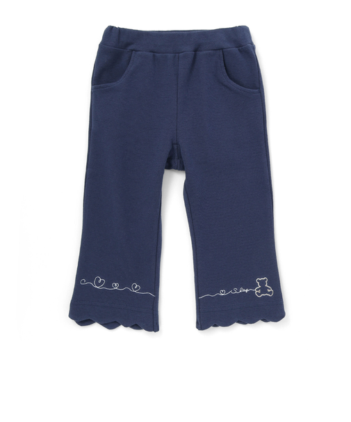 裾スカラップハートウサギ・イヌ・クマ刺しゅう7分丈パンツ(80~120cm)