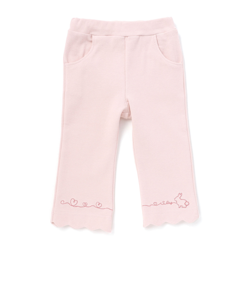 裾スカラップハートウサギ・イヌ・クマ刺しゅう7分丈パンツ(80~120cm)