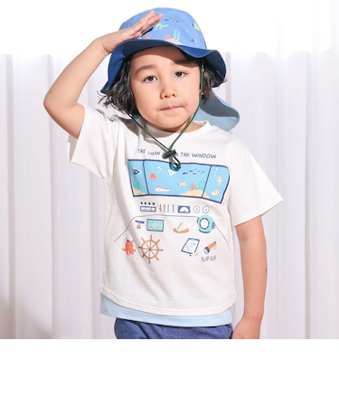 操縦席プリント天竺Tシャツ(80~130cm)