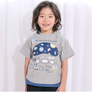操縦席プリント天竺Tシャツ(80~130cm)