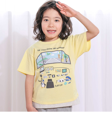 操縦席プリント天竺Tシャツ(80~130cm)