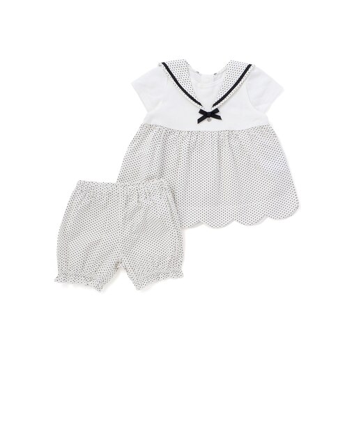 【マリンシリーズ】セーラー襟スカラップワンピース＋ブルマセットアップベビー(70~80cm)