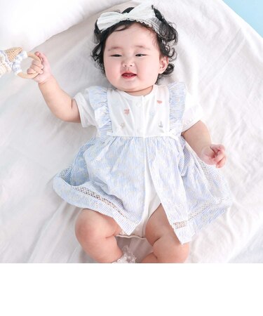 【マリンシリーズ】マリン刺しゅうカバーオールベビー(70~80cm)