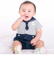 【マリンシリーズ】タイ付きドッキングカバーオールベビー(70~80cm)