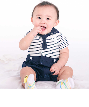 【マリンシリーズ】タイ付きドッキングカバーオールベビー(70~80cm)