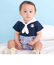 【マリンシリーズ】タイ付きドッキングカバーオールベビー(70~80cm)