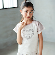 チュールレイヤード天竺半袖Tシャツ(110~150cm)