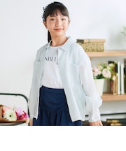 シアーチェックオーバーシャツ+ロゴ半袖Tシャツセット(100~160cm)