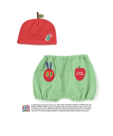 【絵本コラボ-はらぺこあおむし-】無地&チェック柄パンツ+帽子セットベビー(70~80cm)