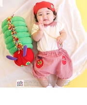 【絵本コラボ-はらぺこあおむし-】無地&チェック柄パンツ+帽子セットベビー(70~80cm)