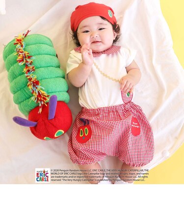 【絵本コラボ-はらぺこあおむし-】無地&チェック柄パンツ+帽子セットベビー(70~80cm)