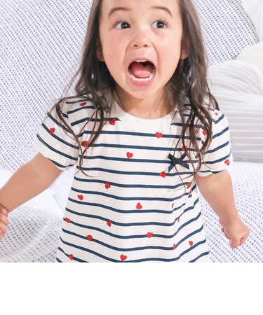 【スララク/防汚加工/オーガニックコットン】ときめき女の子半袖Tシャツ(80~130cm)