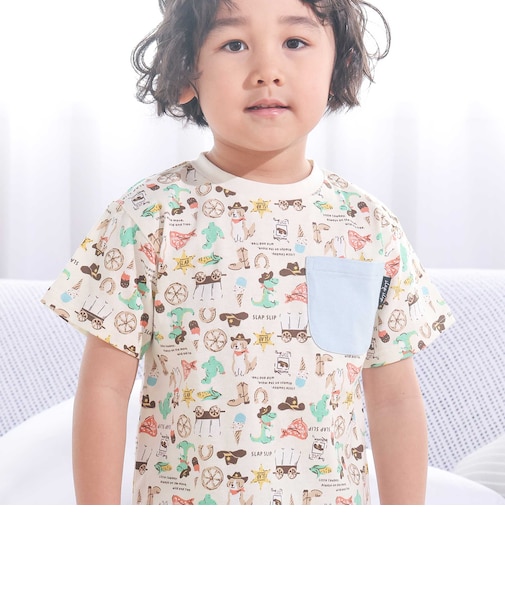 【スララク/防汚加工/オーガニックコットン】わくわく男の子半袖Tシャツ(80~130cm)