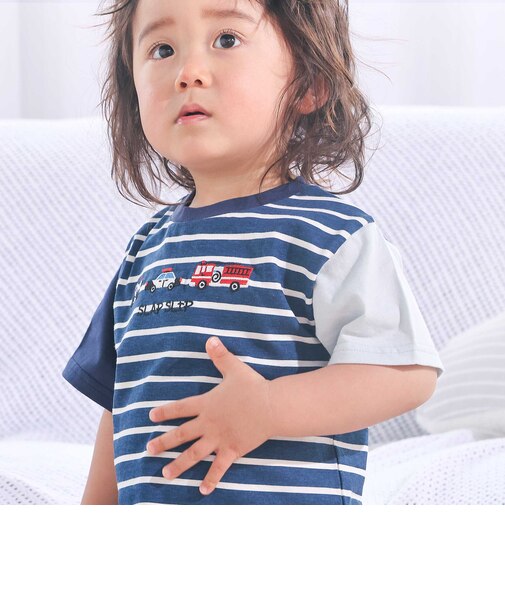 【スララク/防汚加工/オーガニックコットン】わくわく男の子半袖Tシャツ(80~130cm)