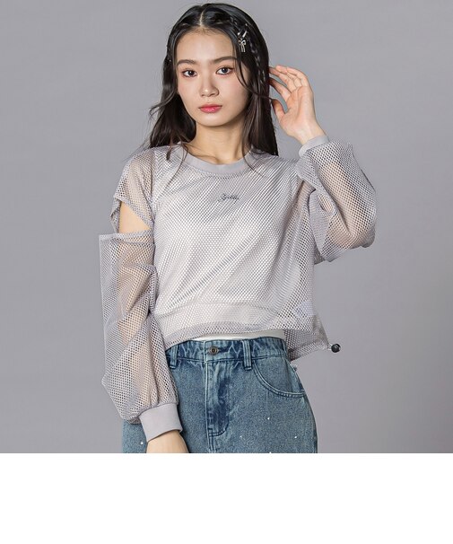 メッシュトップス＆タンクトップセット（スポMIXクロップ）(130~160cm)